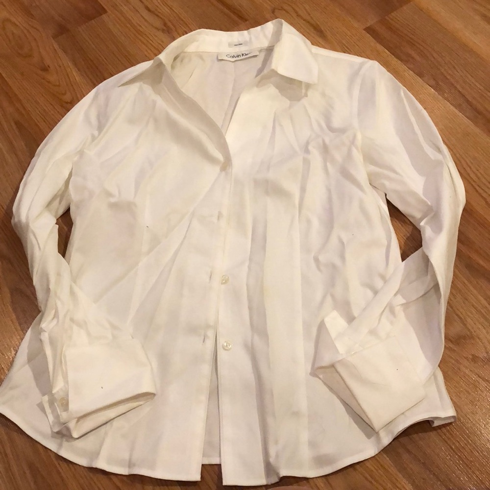 Size 6 White Calvin Klein Dress Shirt